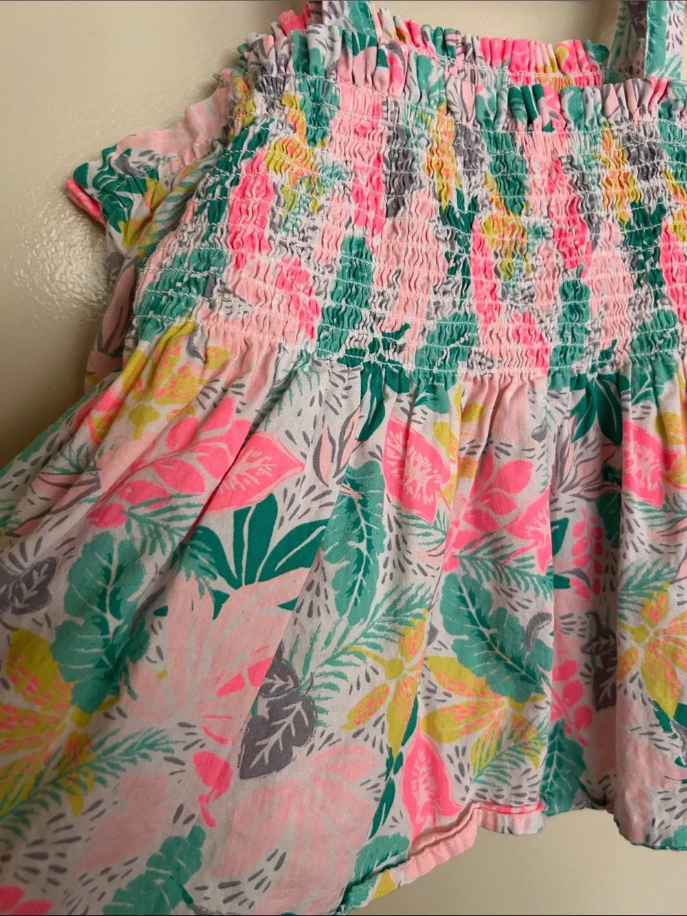 Tommy Bahama Pink Tropical Smocked Off-Shoulder Top with Straps